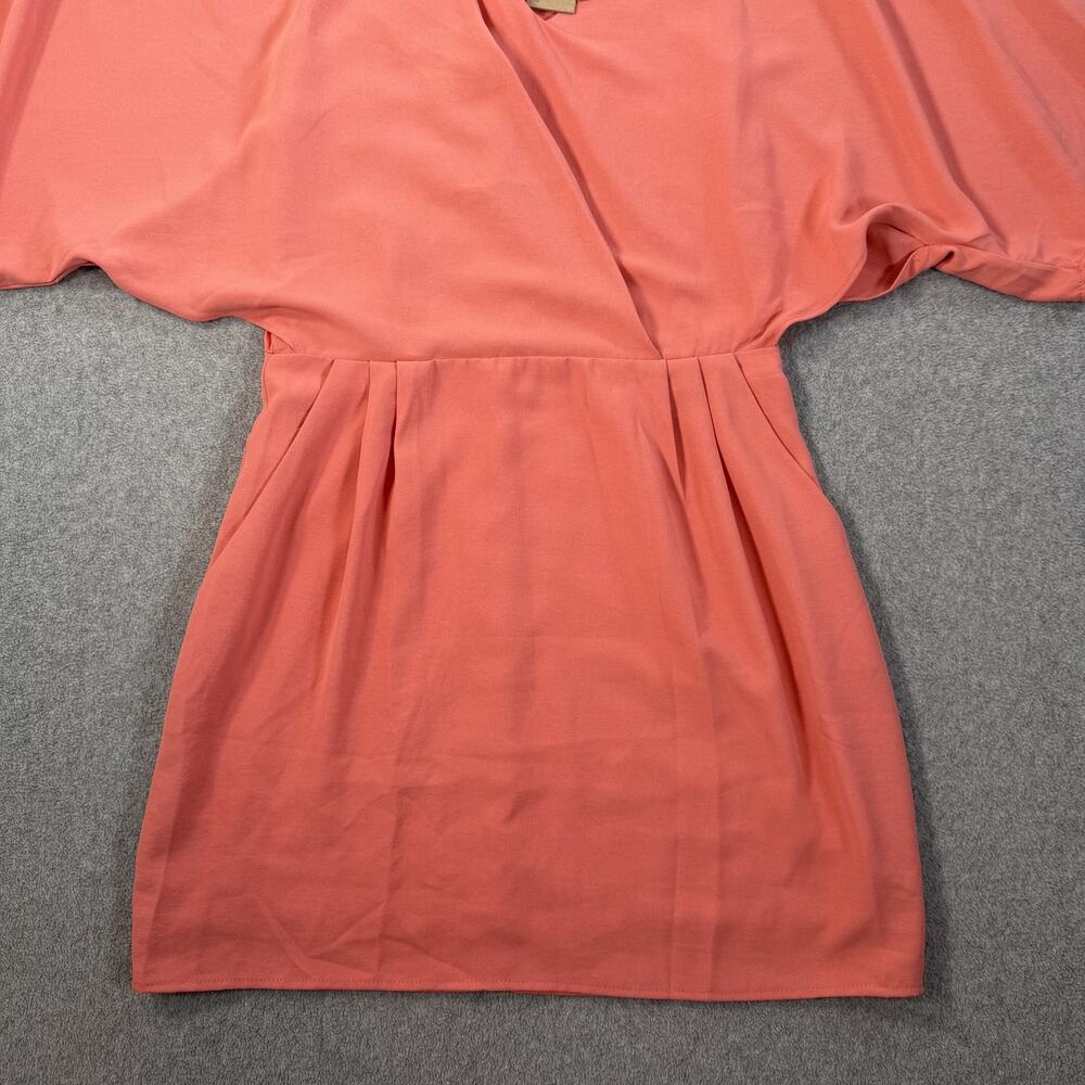 DO+BE Women's Medium Coral V-Neck Short Dress Kimono Sleeve with Pockets New - Picture 2 of 15